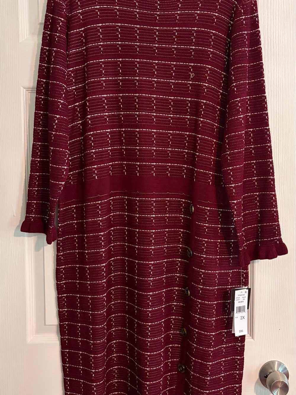 Seven7 Burgundy Knit Midi Dress with Button Accent